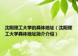 沈阳理工大学的具体地址（沈阳理工大学具体地址简介介绍）