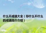 什么不成语大全（存什么不什么的成语简介介绍）
