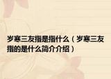 岁寒三友指是指什么（岁寒三友指的是什么简介介绍）