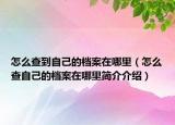 怎么查到自己的档案在哪里（怎么查自己的档案在哪里简介介绍）