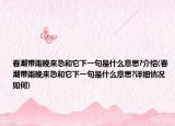 春潮带雨晚来急和它下一句是什么意思?介绍(春潮带雨晚来急和它下一句是什么意思?详细情况如何)