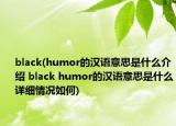 black(humor的汉语意思是什么介绍 black humor的汉语意思是什么详细情况如何)