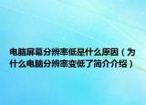电脑屏幕分辨率低是什么原因（为什么电脑分辨率变低了简介介绍）