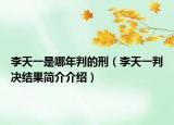 李天一是哪年判的刑（李天一判决结果简介介绍）