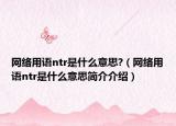网络用语ntr是什么意思?（网络用语ntr是什么意思简介介绍）
