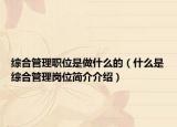 综合管理职位是做什么的（什么是综合管理岗位简介介绍）