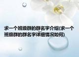 求一个班级群的群名字介绍(求一个班级群的群名字详细情况如何)