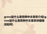 grow是什么意思啊中文意思介绍(grow是什么意思啊中文意思详细情况如何)