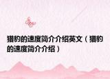 猎豹的速度简介介绍英文（猎豹的速度简介介绍）