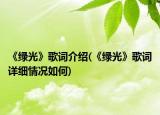 《绿光》歌词介绍(《绿光》歌词详细情况如何)