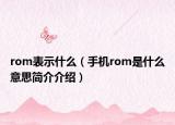 rom表示什么（手机rom是什么意思简介介绍）