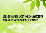 当日最新消息 房贷审批不通过的概率是多少 审批通过多久后放款