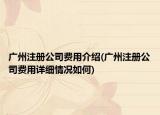 广州注册公司费用介绍(广州注册公司费用详细情况如何)