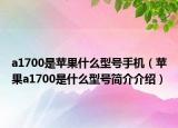 a1700是苹果什么型号手机（苹果a1700是什么型号简介介绍）
