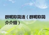 群昵称简洁（群昵称简介介绍）