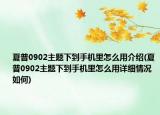 夏普0902主题下到手机里怎么用介绍(夏普0902主题下到手机里怎么用详细情况如何)