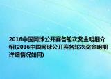 2016中国网球公开赛各轮次奖金明细介绍(2016中国网球公开赛各轮次奖金明细详细情况如何)