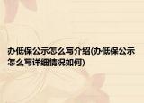 办低保公示怎么写介绍(办低保公示怎么写详细情况如何)