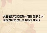 天苍苍野茫茫这是一首什么歌（天苍苍野茫茫是什么歌简介介绍）