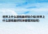 世界上什么游戏最好玩介绍(世界上什么游戏最好玩详细情况如何)