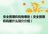 安全管理机构有哪些（安全管理机构是什么简介介绍）