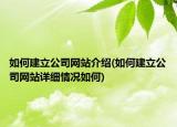 如何建立公司网站介绍(如何建立公司网站详细情况如何)
