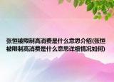 张恒被限制高消费是什么意思介绍(张恒被限制高消费是什么意思详细情况如何)