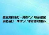 最宝贵的话打一成语\