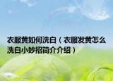 衣服黄如何洗白（衣服发黄怎么洗白小妙招简介介绍）