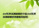 dnf天界深渊刷哪好介绍(dnf天界深渊刷哪好详细情况如何)