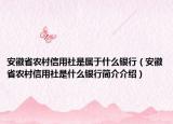 安徽省农村信用社是属于什么银行（安徽省农村信用社是什么银行简介介绍）