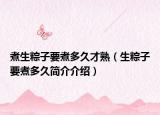 煮生粽子要煮多久才熟（生粽子要煮多久简介介绍）
