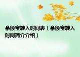 余额宝转入时间表（余额宝转入时间简介介绍）
