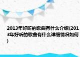 2013年好听的歌曲有什么介绍(2013年好听的歌曲有什么详细情况如何)