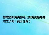 郑成功郑克爽郑经（郑克爽是郑成功之子吗﹖简介介绍）