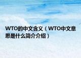 WTO的中文含义（WTO中文意思是什么简介介绍）