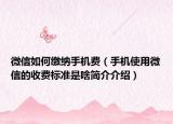 微信如何缴纳手机费（手机使用微信的收费标准是啥简介介绍）