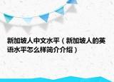 新加坡人中文水平（新加坡人的英语水平怎么样简介介绍）