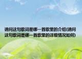 请问这句歌词是哪一首歌里的介绍(请问这句歌词是哪一首歌里的详细情况如何)