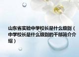 山东省实验中学校长是什么级别（中学校长是什么级别的干部简介介绍）