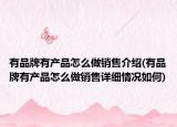 有品牌有产品怎么做销售介绍(有品牌有产品怎么做销售详细情况如何)