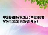 中国有名的家族企业（中国现有的家族大企业有哪些简介介绍）