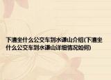 下漕坐什么公交车到水谦山介绍(下漕坐什么公交车到水谦山详细情况如何)
