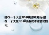 推荐一个大型3D单机游戏介绍(推荐一个大型3D单机游戏详细情况如何)