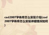 cad2007字体库怎么安装介绍(cad2007字体库怎么安装详细情况如何)
