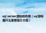 sql server游标的作用（sql游标是什么意思简介介绍）