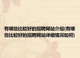 有哪些比较好的招聘网站介绍(有哪些比较好的招聘网站详细情况如何)