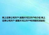 网上证券公司开户(星期天可以开户吗介绍 网上证券公司开户 星期天可以开户吗详细情况如何)