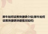 犀牛如何设置快捷键介绍(犀牛如何设置快捷键详细情况如何)