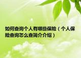 如何查询个人有哪些保险（个人保险查询怎么查简介介绍）